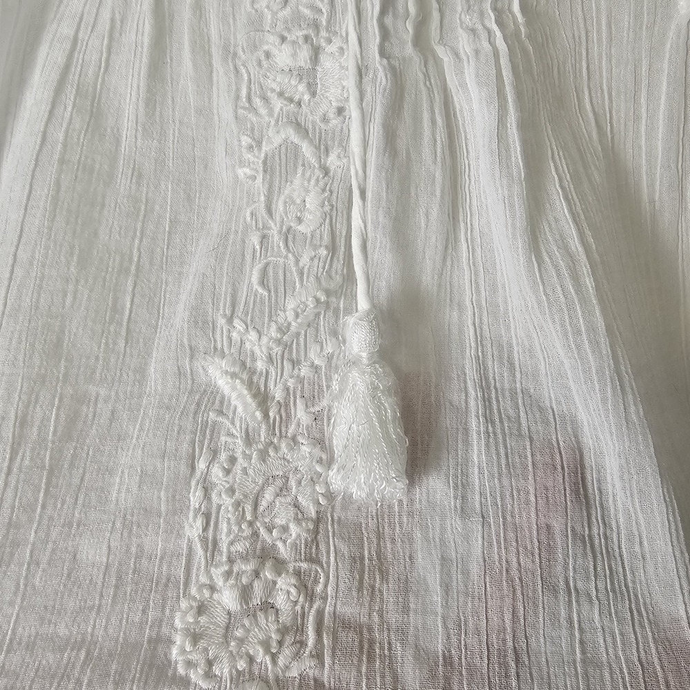 Lauren Ralph Laure M Petite White Tank Top Cotton Gauze Embroidered Boho Neutral - Picture 6 of 9